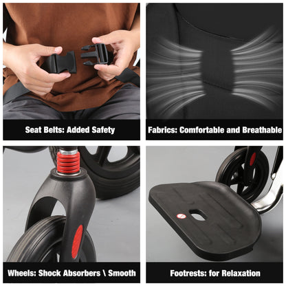 Lightweight Foldable Wheelchair for Adults with 12" Wheels