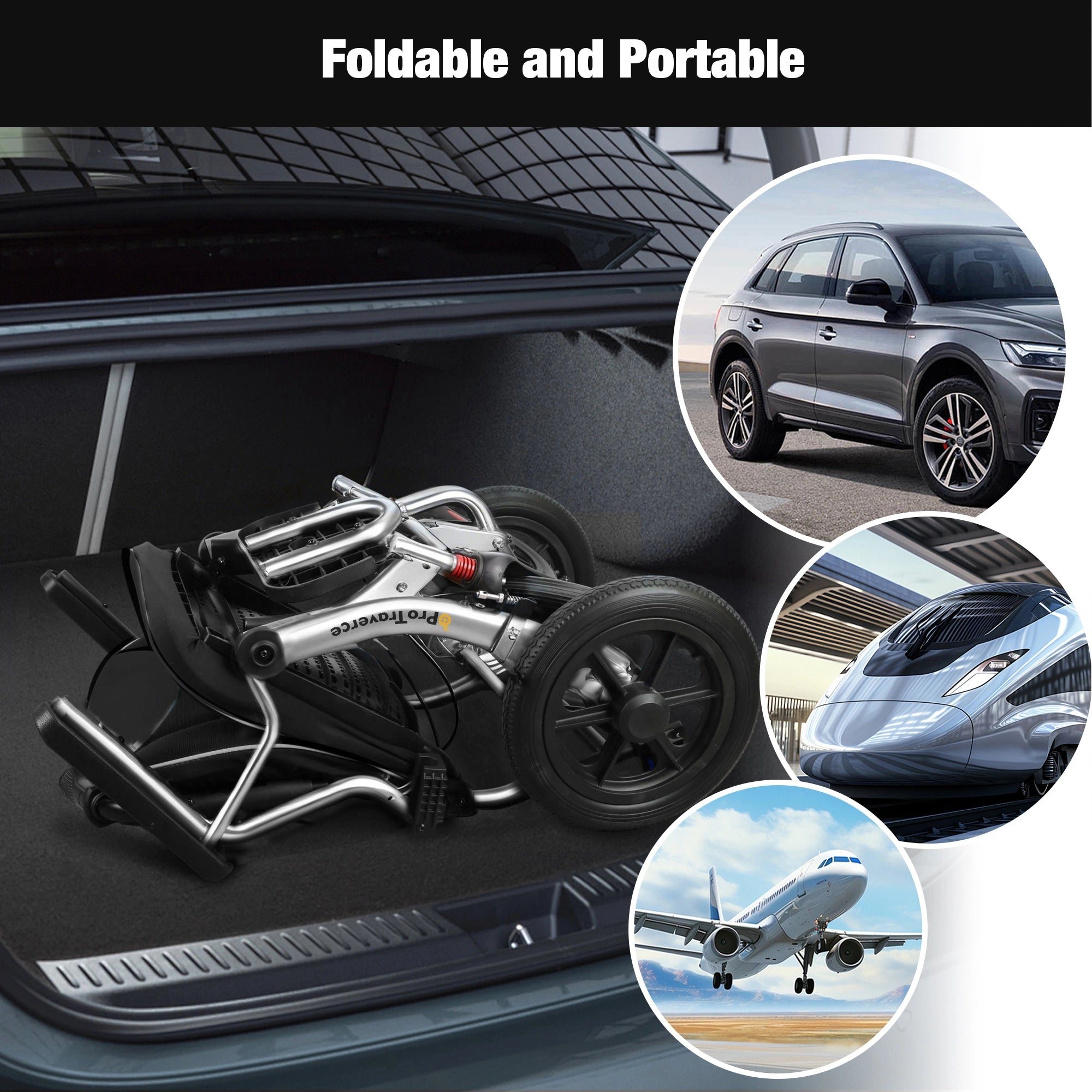 Lightweight Foldable Wheelchair for Adults with 12" Wheels