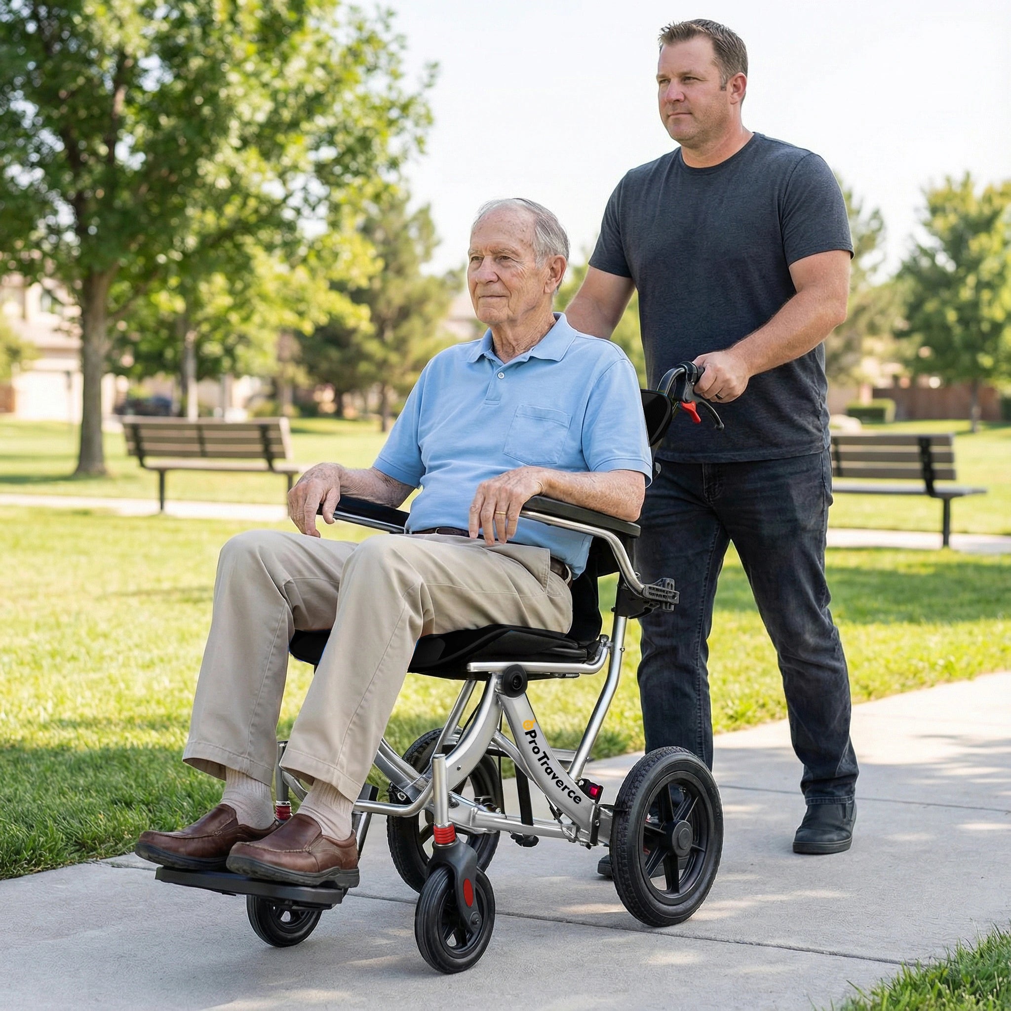 Lightweight Foldable Wheelchair for Adults with 12" Wheels