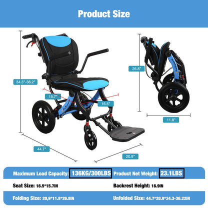 transport wheelchair size