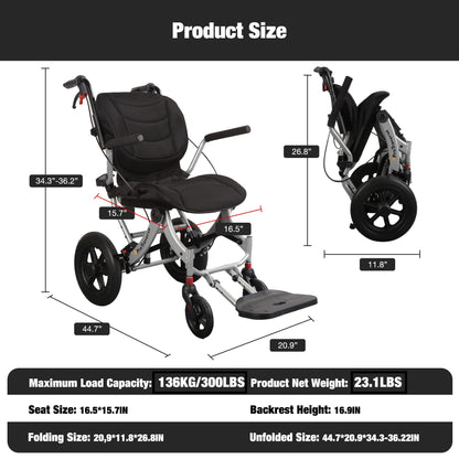 transport wheelchair for elderly and caregivers
