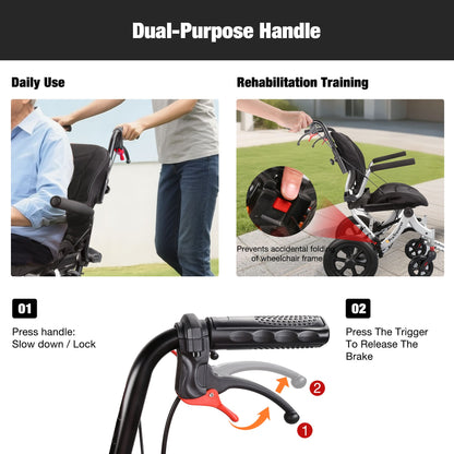transport wheelchair with anti-slip footplates