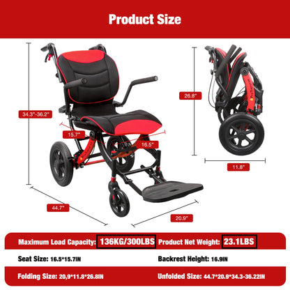 transport wheelchair easy to fold and unfold