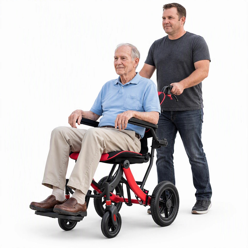 Lightweight Foldable Wheelchair for Adults with 12" Wheels