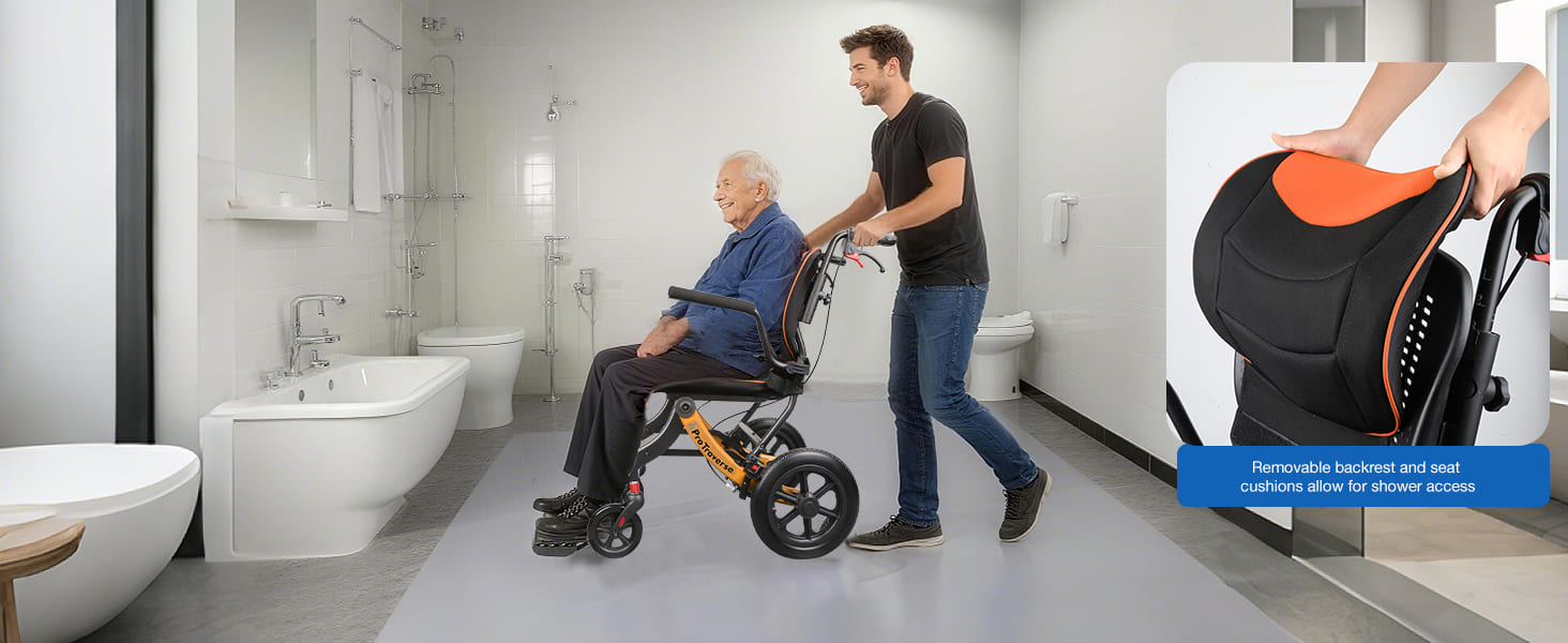 transport wheelchair with removable washable cushion#a04 orange pc