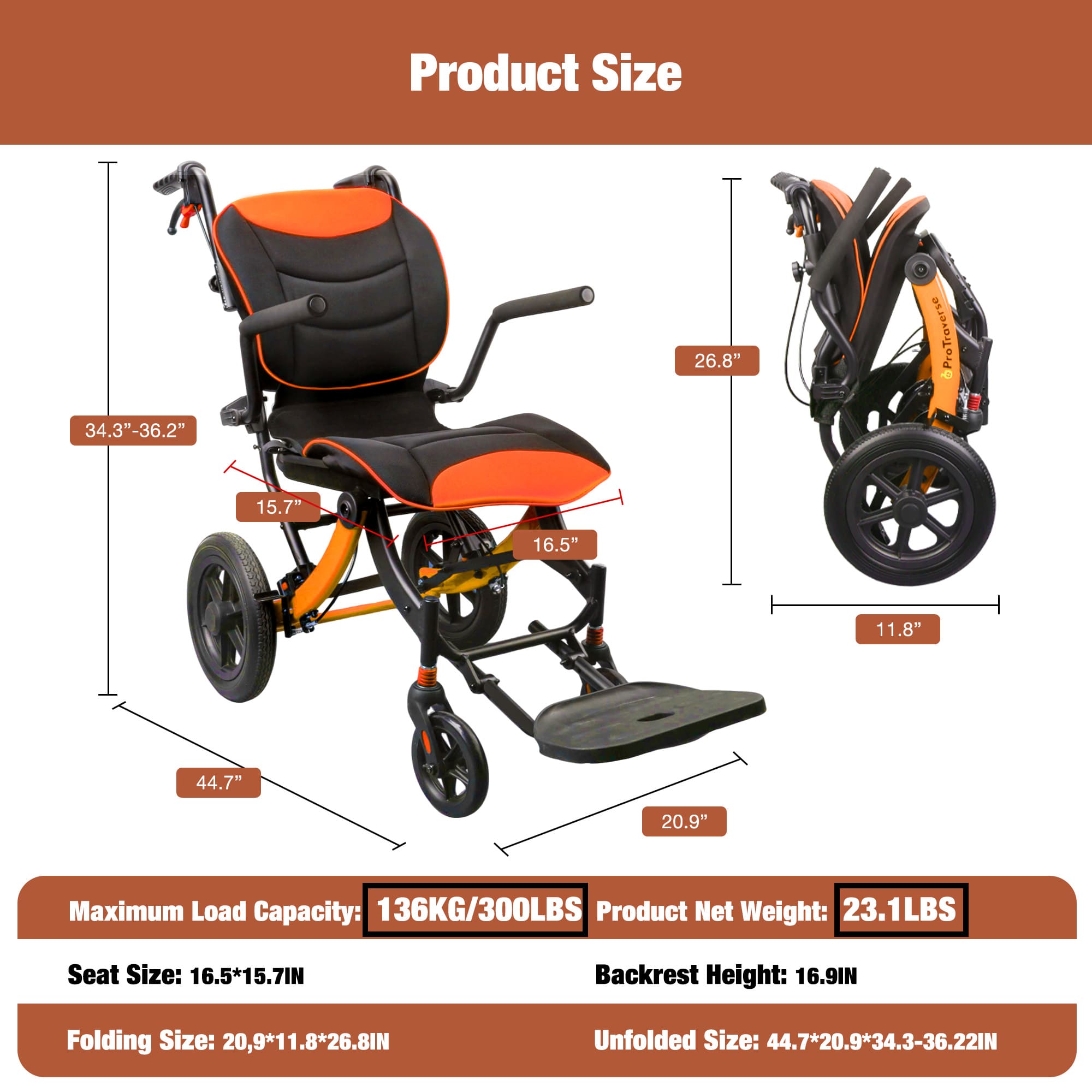 transport wheelchair sizes#a04 orange