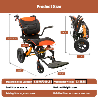 transport wheelchair sizes#a04 orange