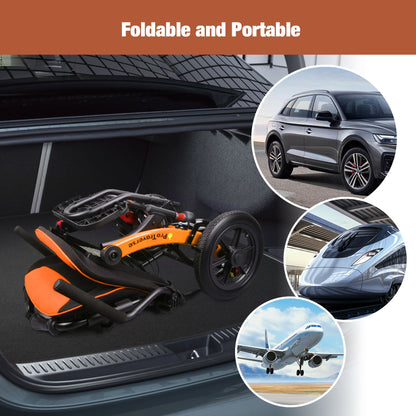 foldable and portable transport wheelchair#a04 orange