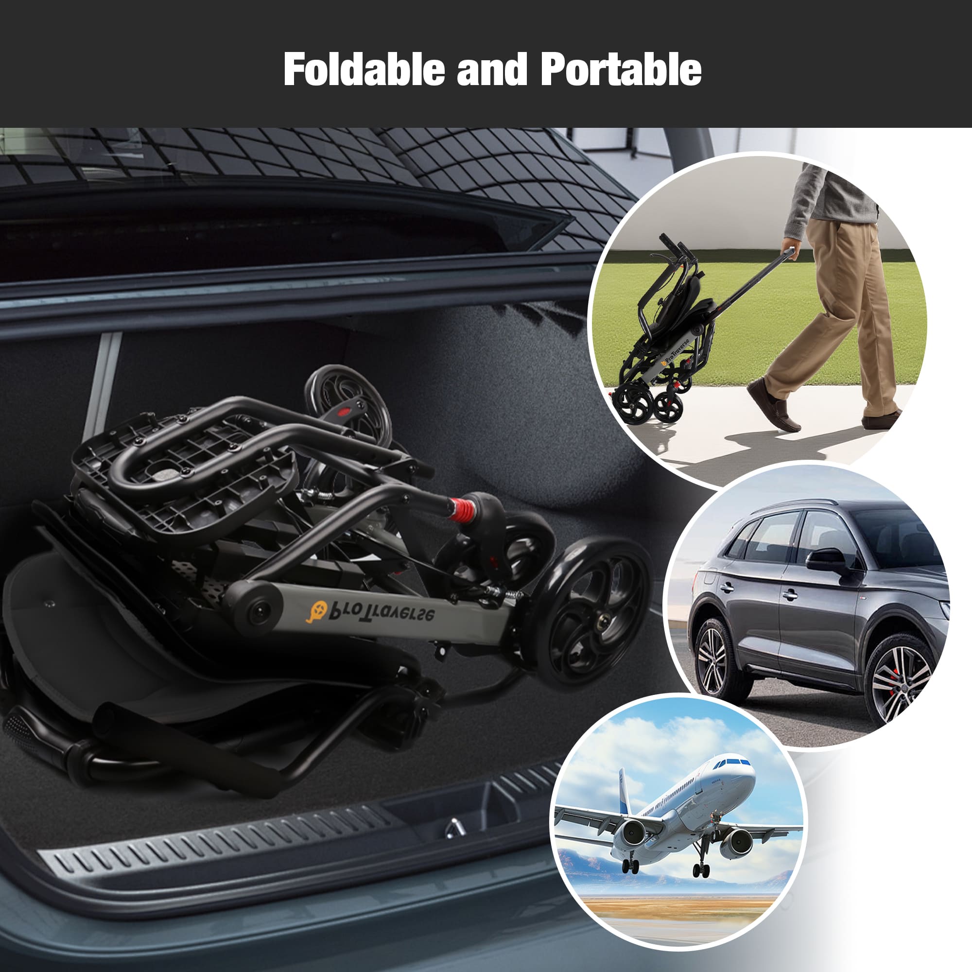 foldable wheelchair in a van