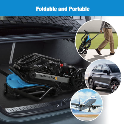 foldable and portable transport wheelchair#a05 blue