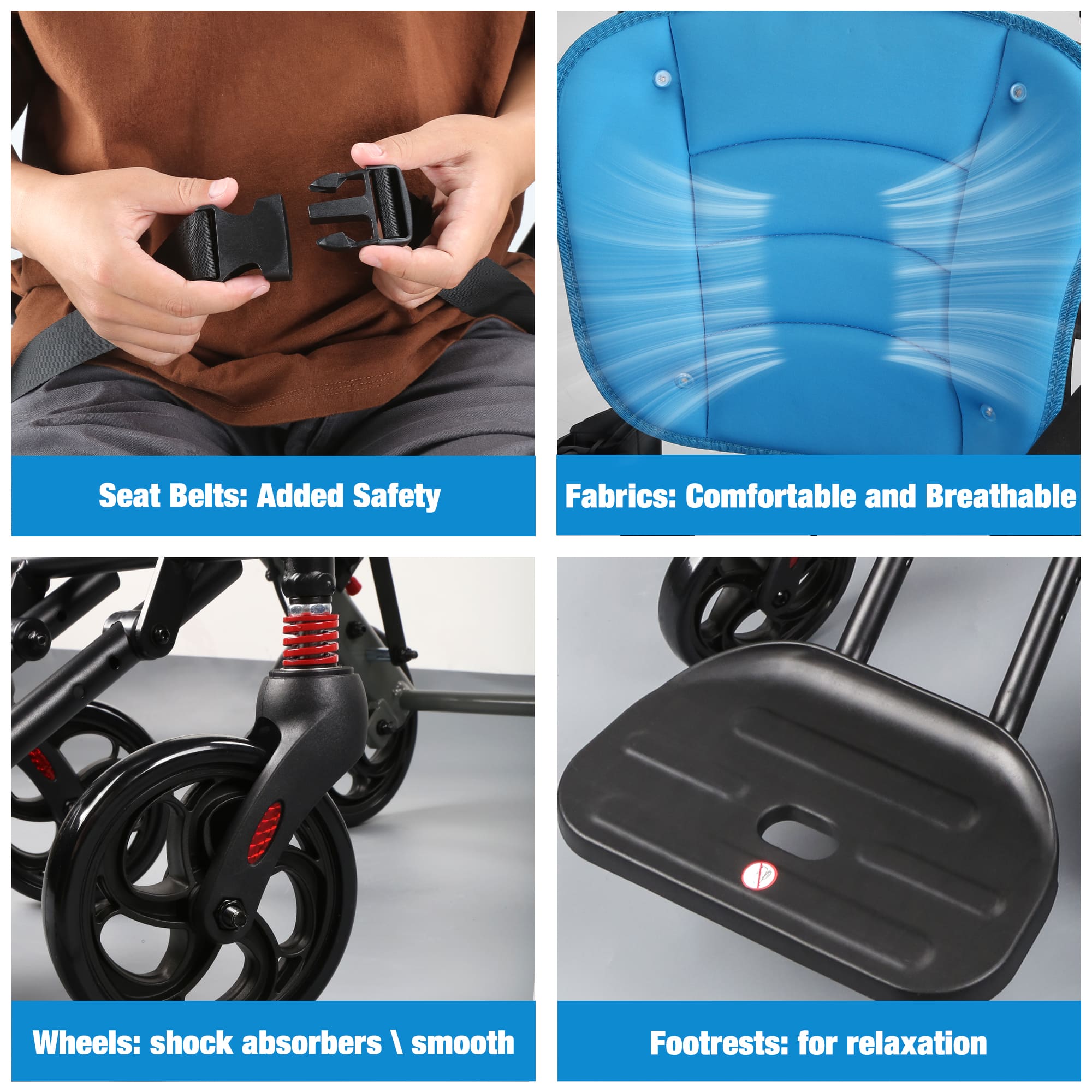 safe transport wheelchair#a05 blue