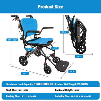 transport wheelchair sizes#a05 blue