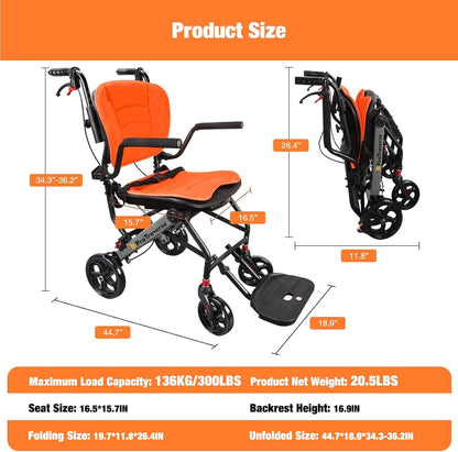 transport wheelchair sizes