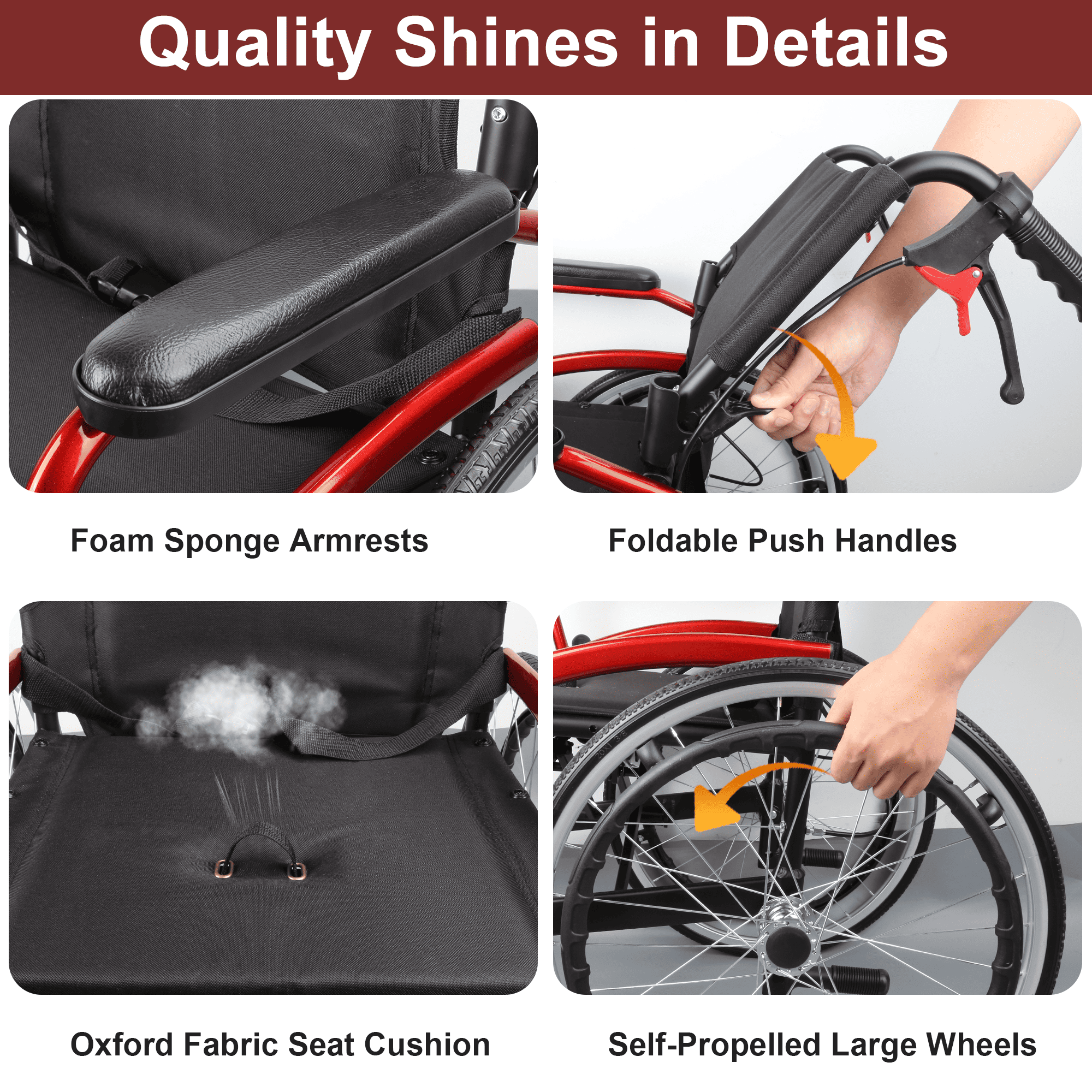 manual lightweight wheelchair#a08s red