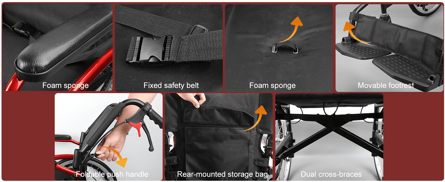 manual lightweight wheelchair#a08s red pc