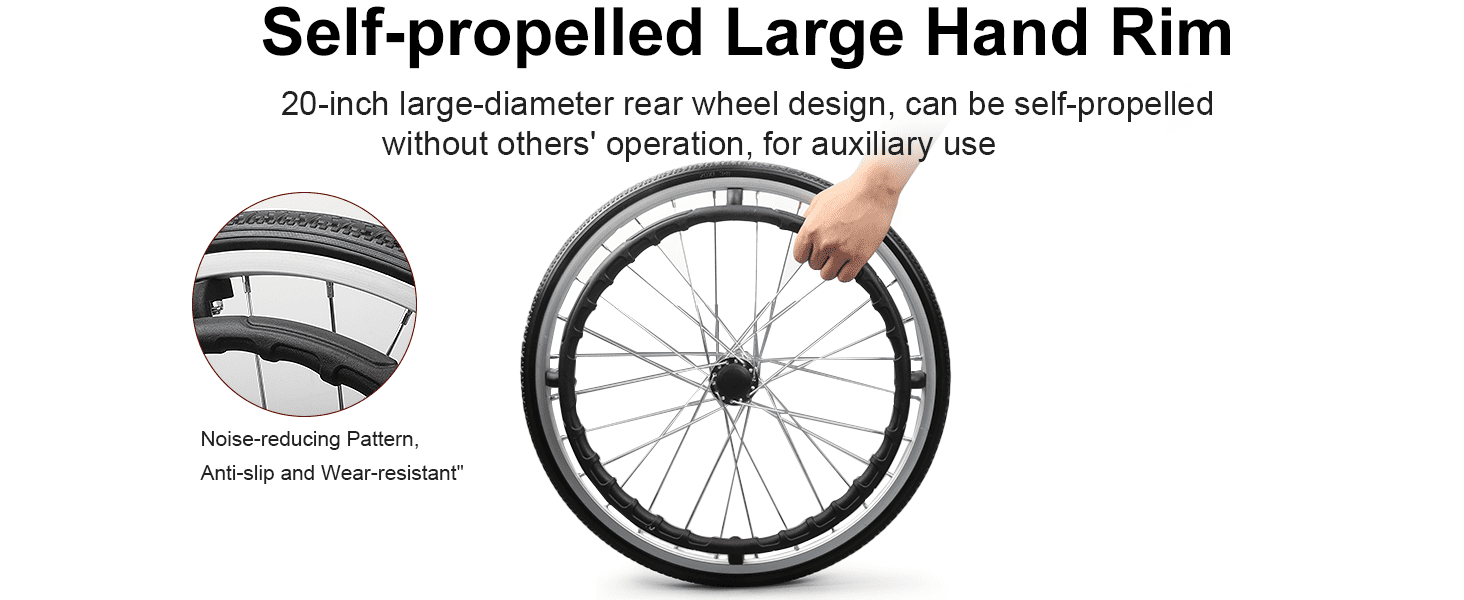 manual wheelchair with 20'' large wheels#a08s red pc