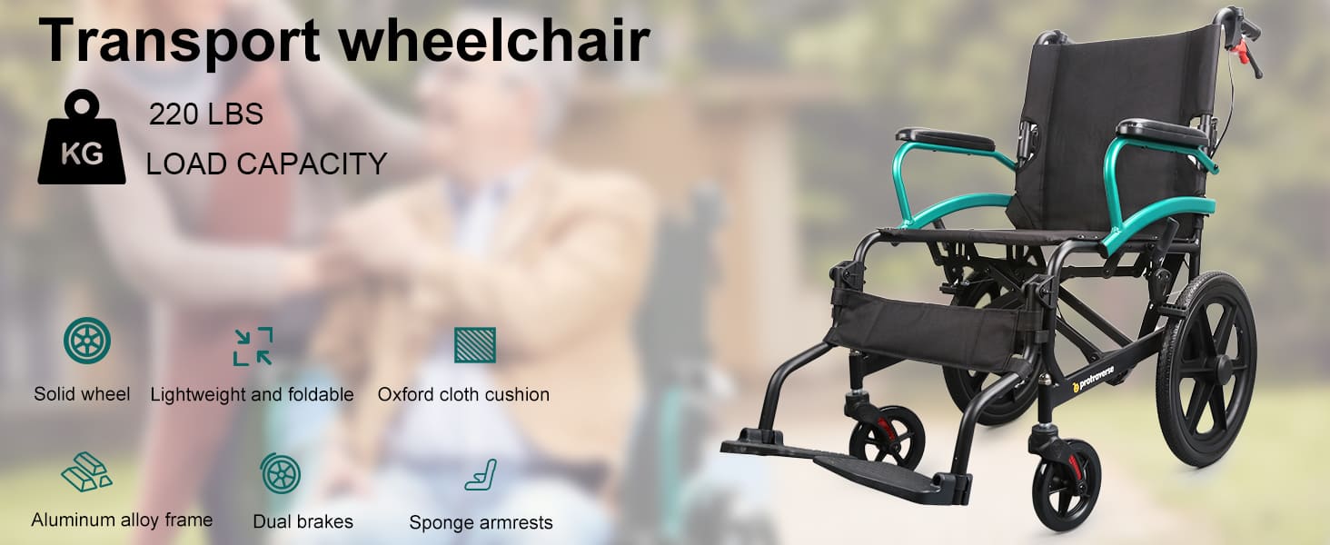wheelchair transport chair#a08 green pc