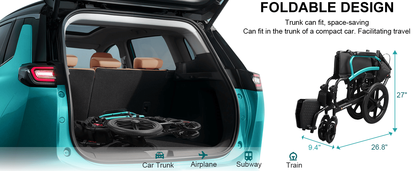 folding transport wheelchair#a08 green pc
