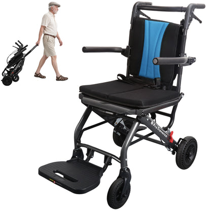 Lightweight Foldable Transport Wheelchair for Adults, Travel Chair