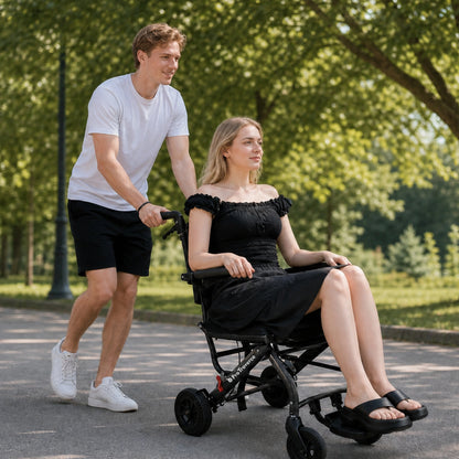Lightweight Foldable Transport Wheelchair for Adults, Travel Chair