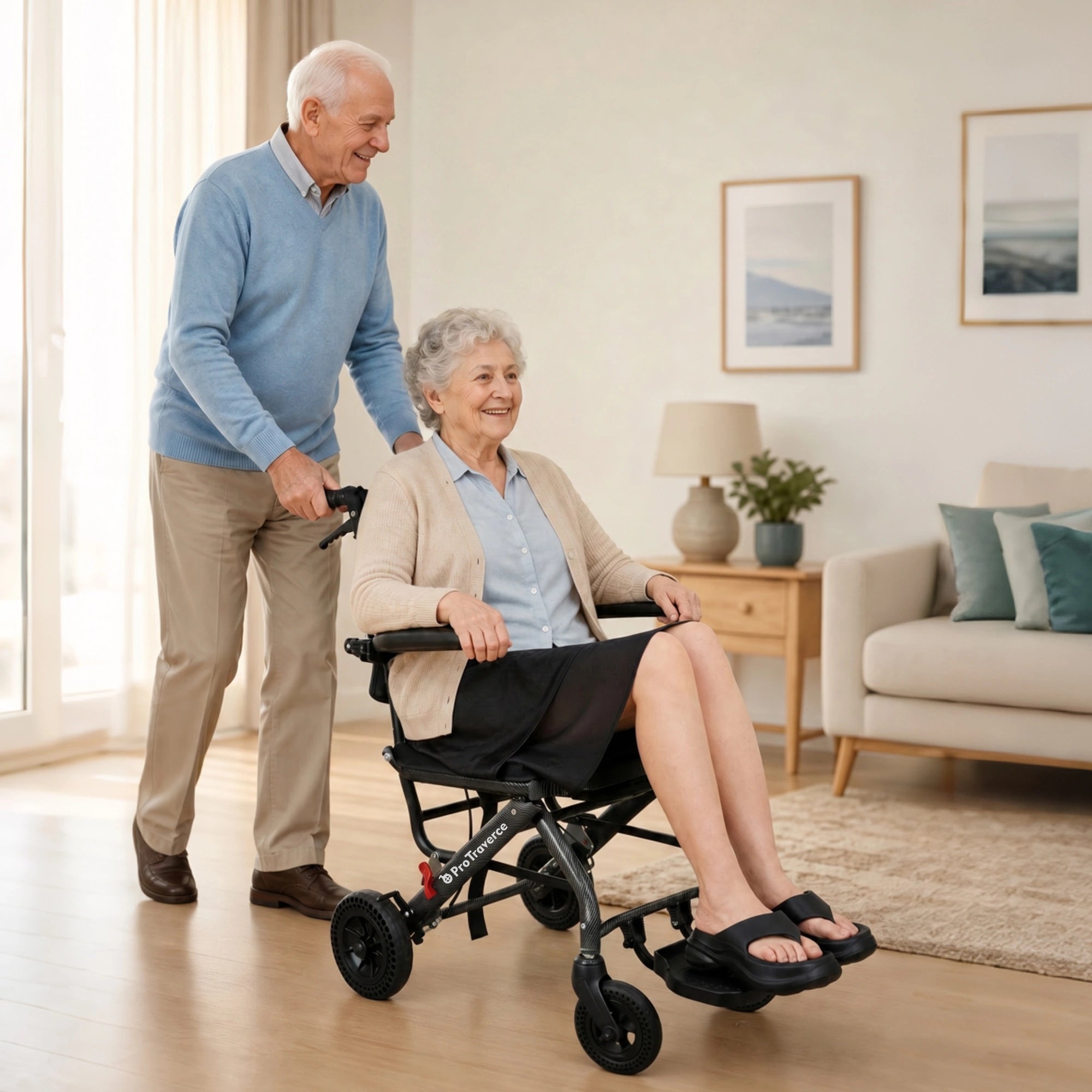 Lightweight Foldable Transport Wheelchair for Adults, Travel Chair