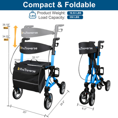 rollator walker for 350 lbs capacity#ar40 blue