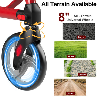 ar40 red all terrain rollator with 8 inch wheels