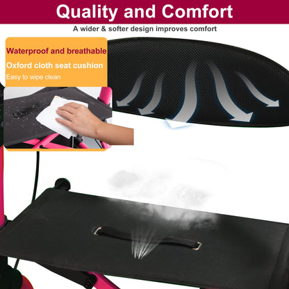 rollator with waterproof seat cushion#ar40 pink