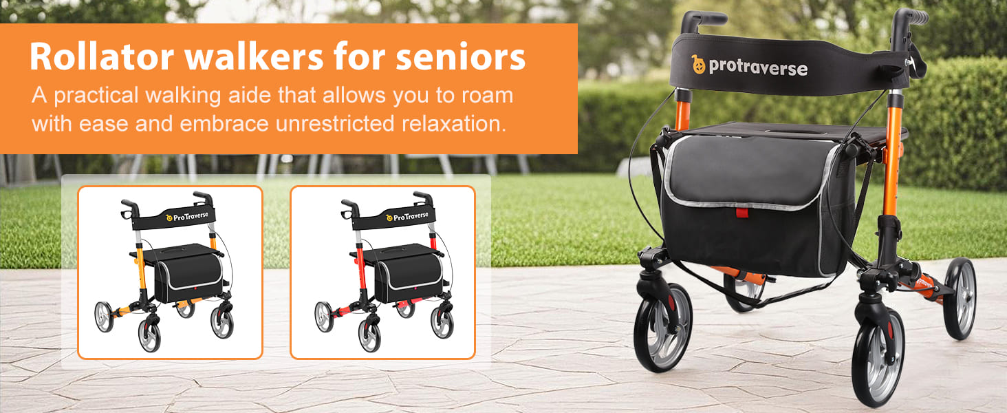senior rollator walkers#ar60 orange pc