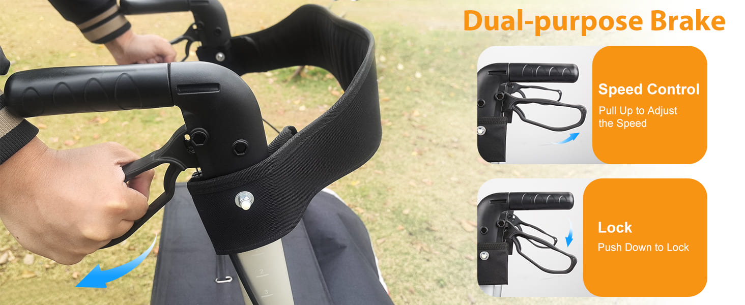 rollator with dual-purpose brake#ar60 orange pc