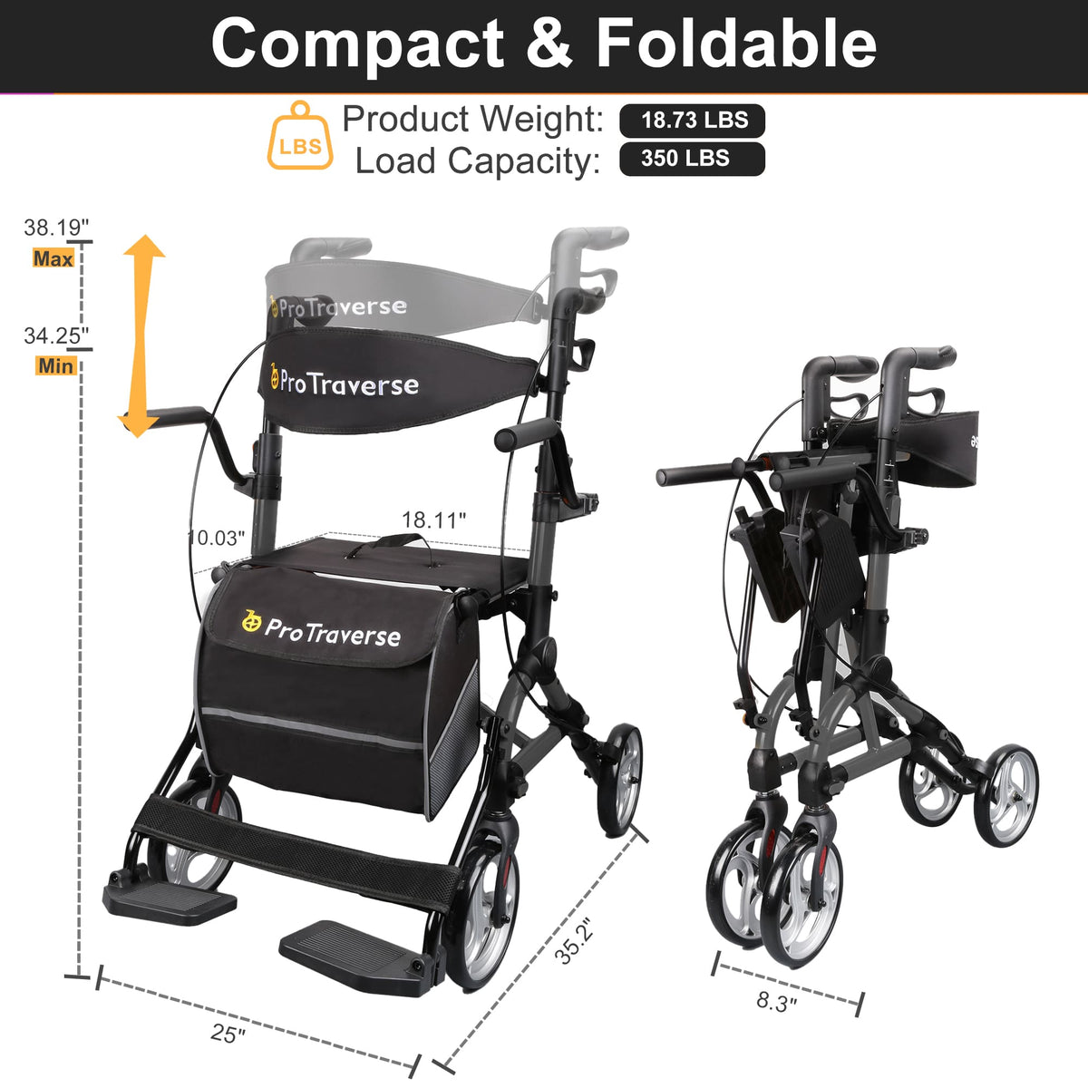 rollator height adjustment#ar80 black