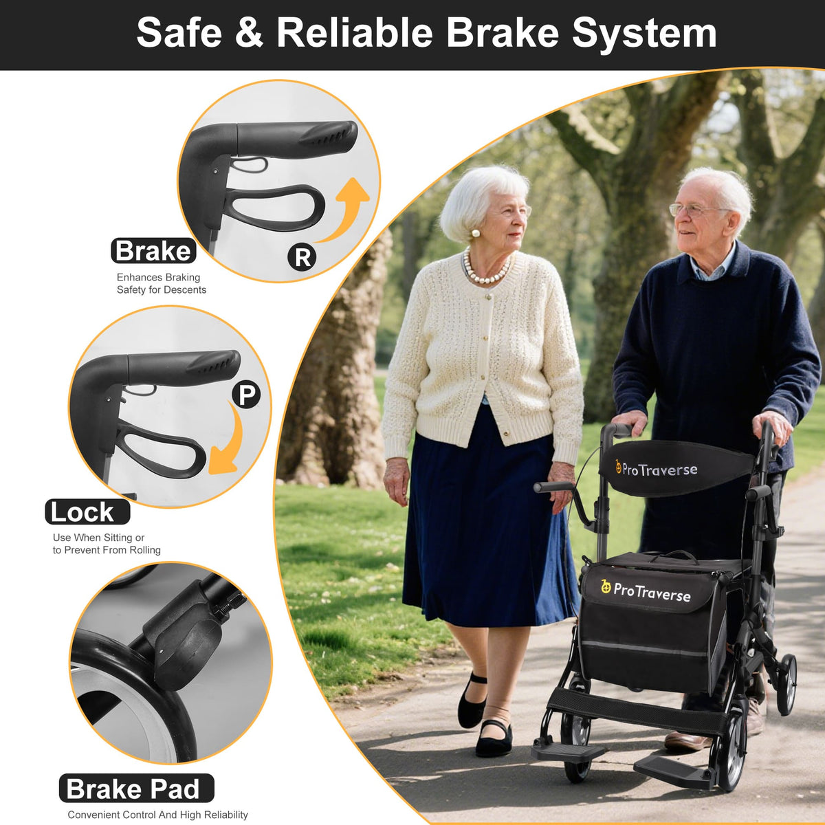 rollator with lock and brakes#ar80 black