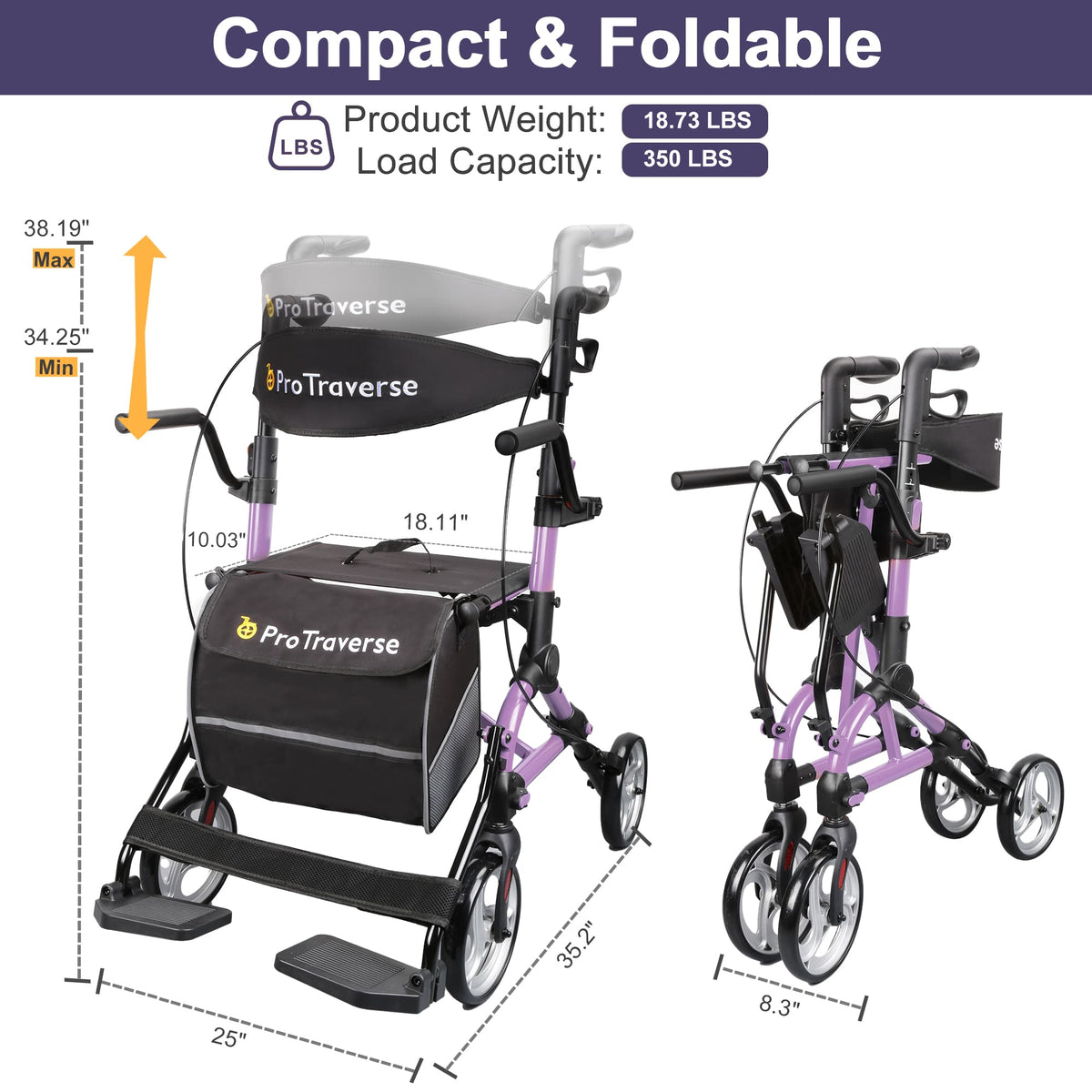 rollator height adjustment#ar80 purple