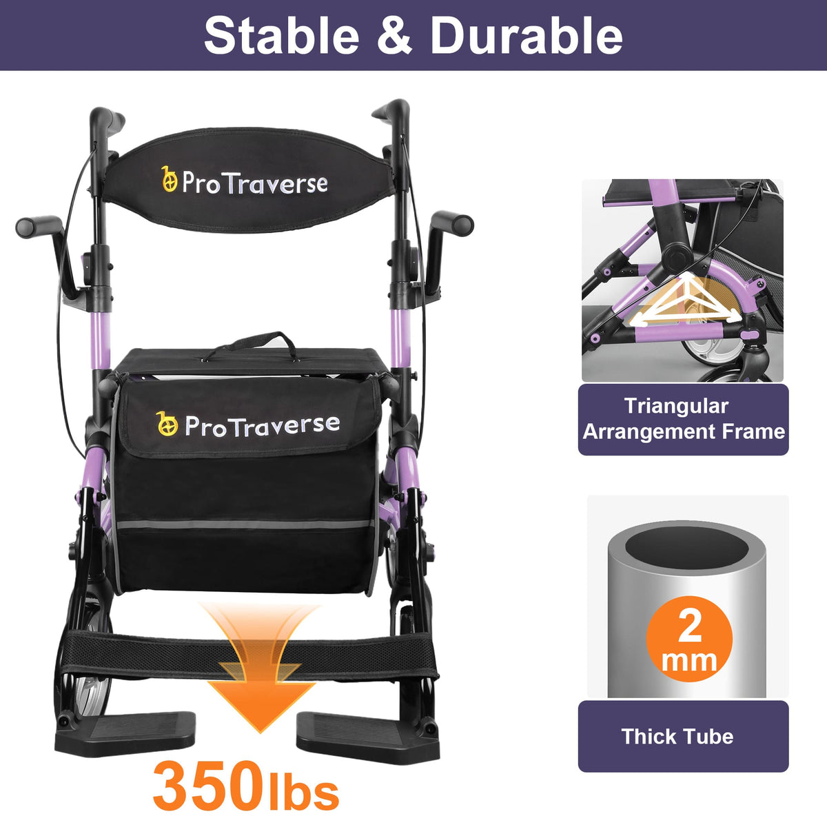 rollator walker for 350 lbs capacity#ar80 purple