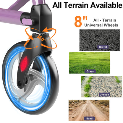 ar80 purple all terrain rollator with 8 inch wheels