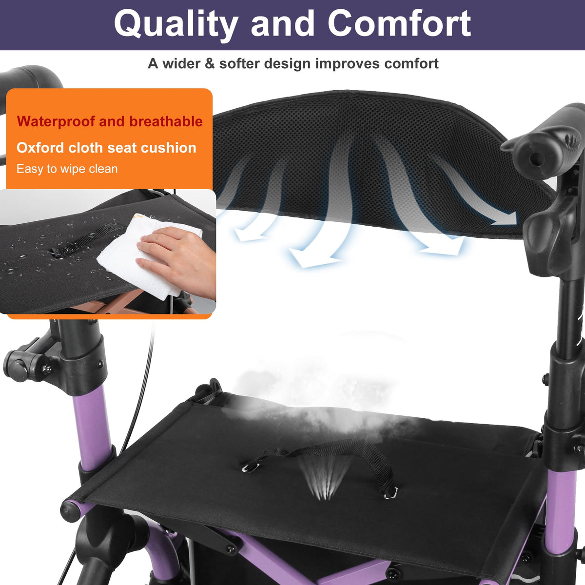 waterproof and breathable rollator#ar80 purple