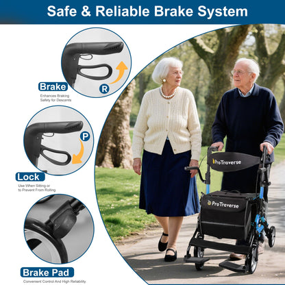 rollator with brake pad and lock for safety#ar80 blue