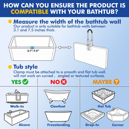 Adjustable Bath Grab Bar for Seniors