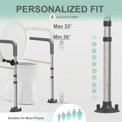 Foldable Toilet Safety Rails with Adjustable Support Handles