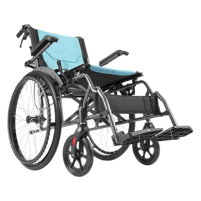 Lightweight Folding Wheelchair for Travel with Solid PU Tires