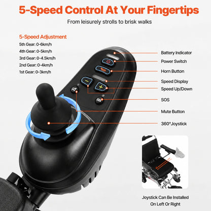 electric wheelchair joystick with 5 speed control and battery indicator