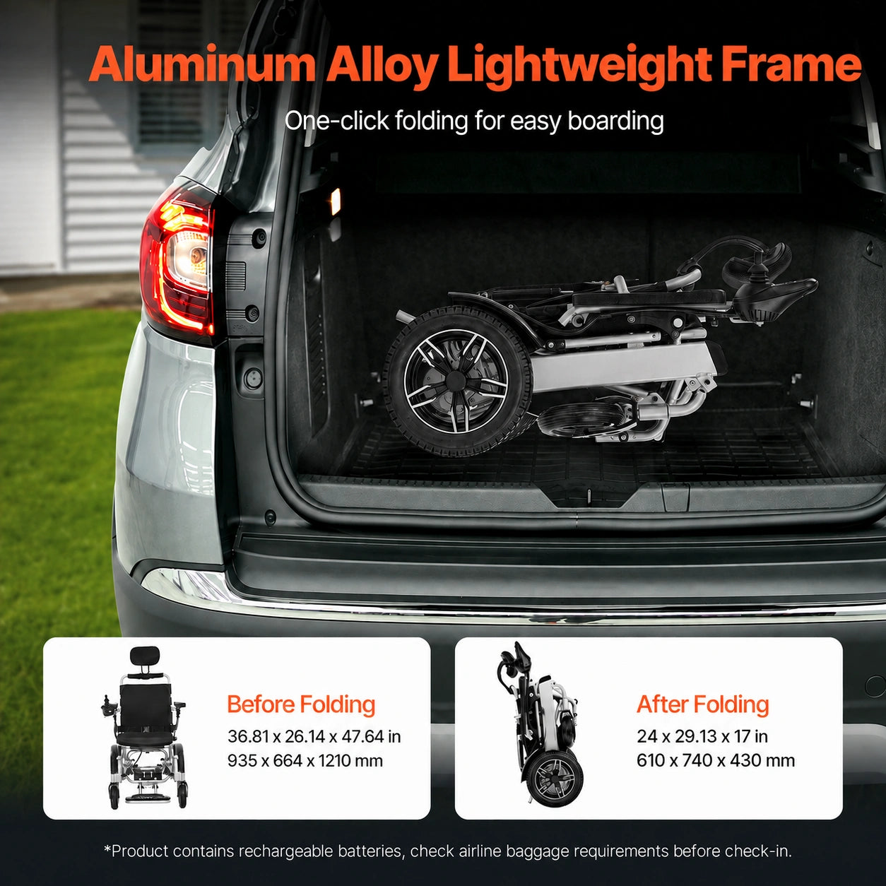 folding electric wheelchair compact design for travel and storage