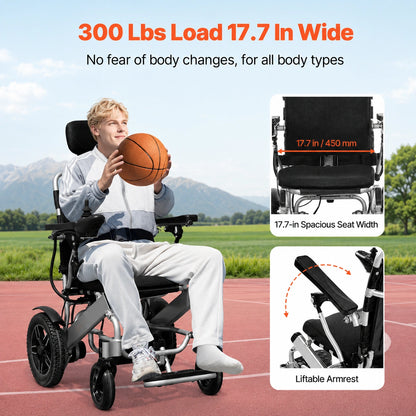 300 lbs capacity electric wheelchair with spacious 17.7 inch seat