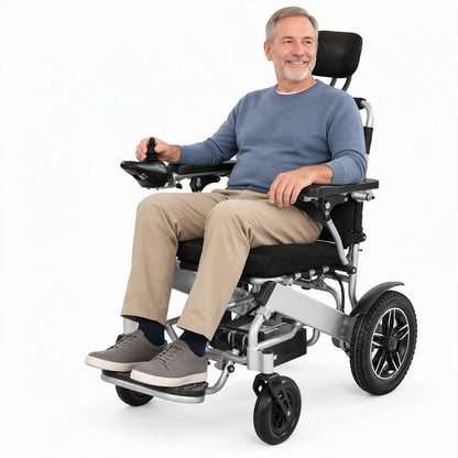 Electric Wheelchair 300lbs Capacity Adjustable Backrest Foldable 13 Mile