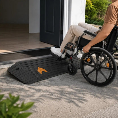 Wheelchair Threshold Ramp, Non-Slip Textured Rubber Curb Ramp, 33,069 lb Capacity