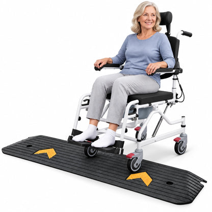 Heavy-Duty Wheelchair Threshold Ramp, Non-Slip Rubber, High Weight Capacity
