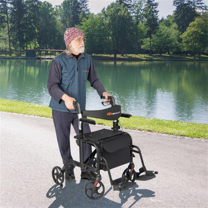 2-in-1 Rollator Walker & Wheelchair for Seniors