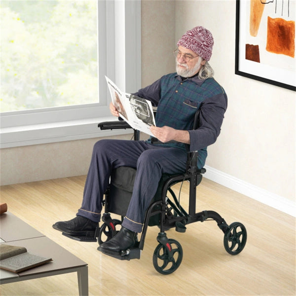 2-in-1 Rollator Walker & Wheelchair for Seniors