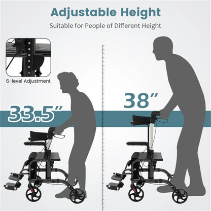 2-in-1 Rollator Walker & Wheelchair for Seniors