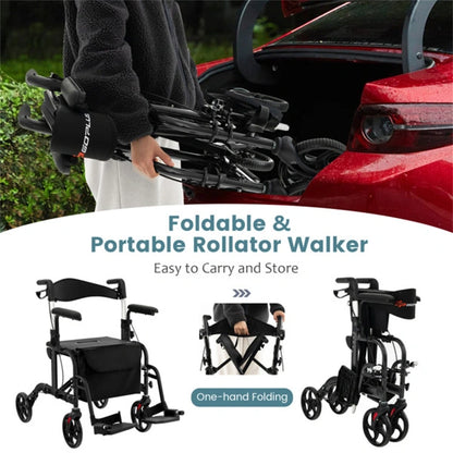 2-in-1 Rollator Walker & Wheelchair for Seniors